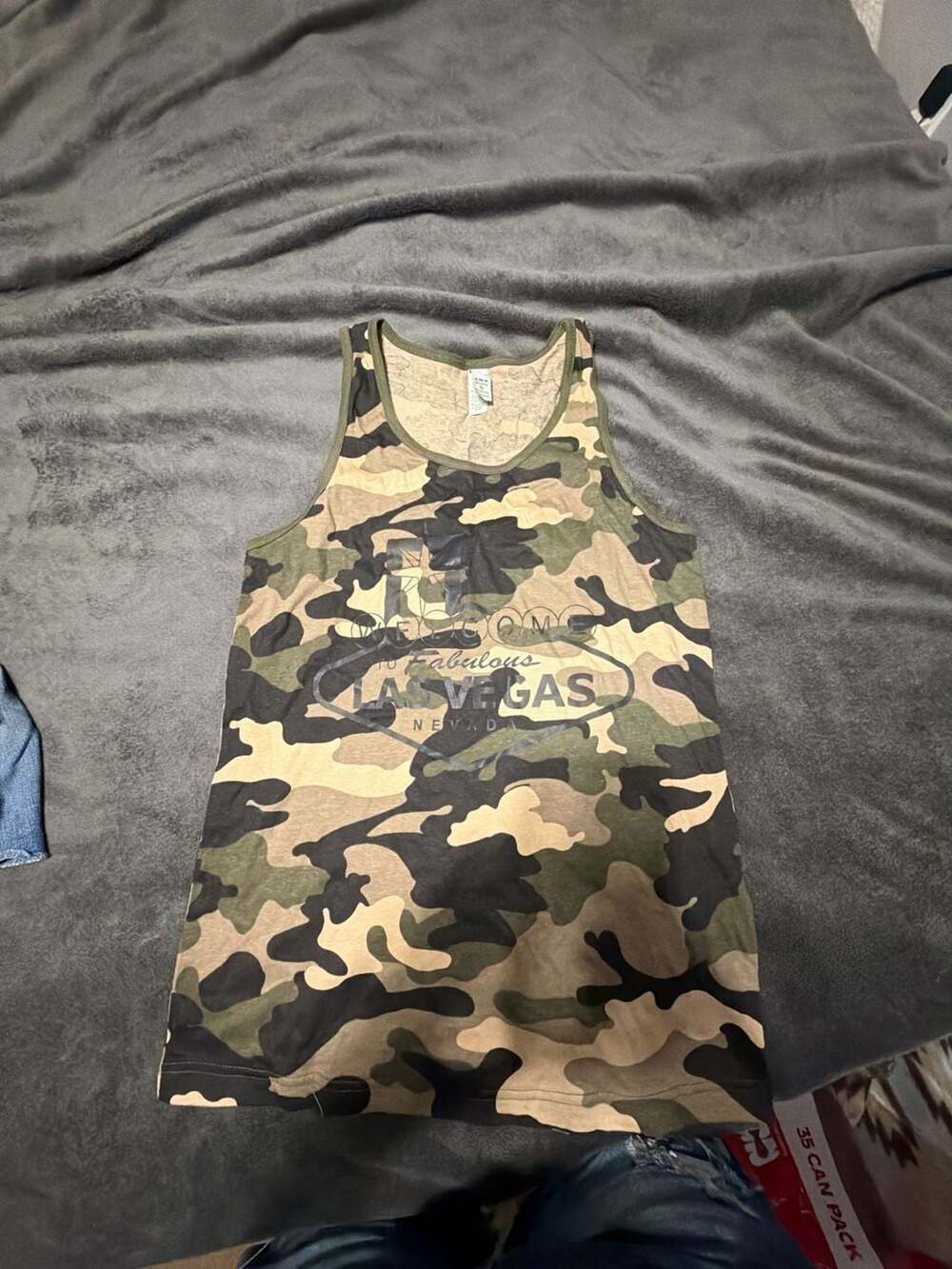 A.M.S Welcome to Fabulous Las Vegas Camo Print Tank Top